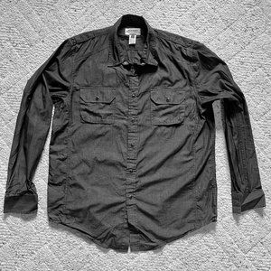 American Rag Charcoal Gray Utility Shirt w/ Pearl Snaps, Size Large